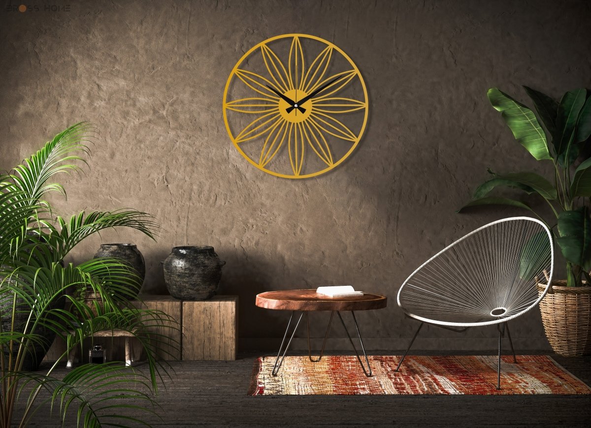 Daisy Metal Wall Clock - BrossHome Metal Wall Art