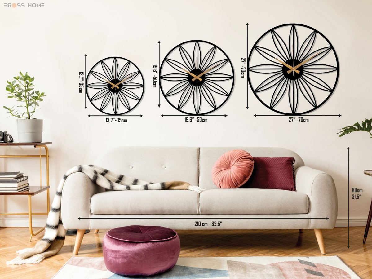 Daisy Metal Wall Clock - BrossHome Metal Wall Art