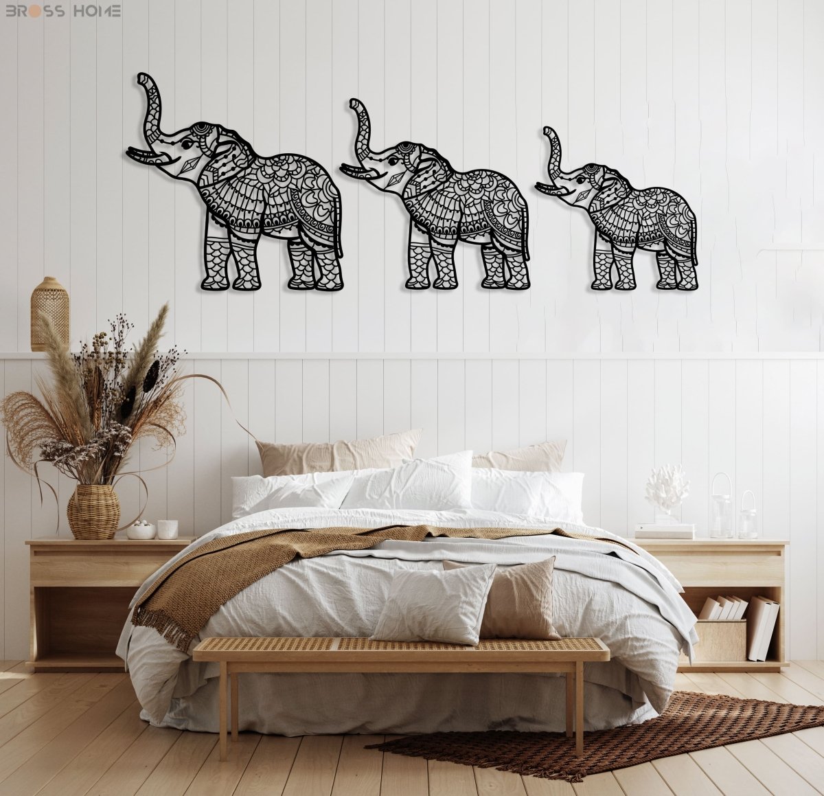 Elephant Metal Wall Art (Set Of 3) - BrossHome Metal Wall Art