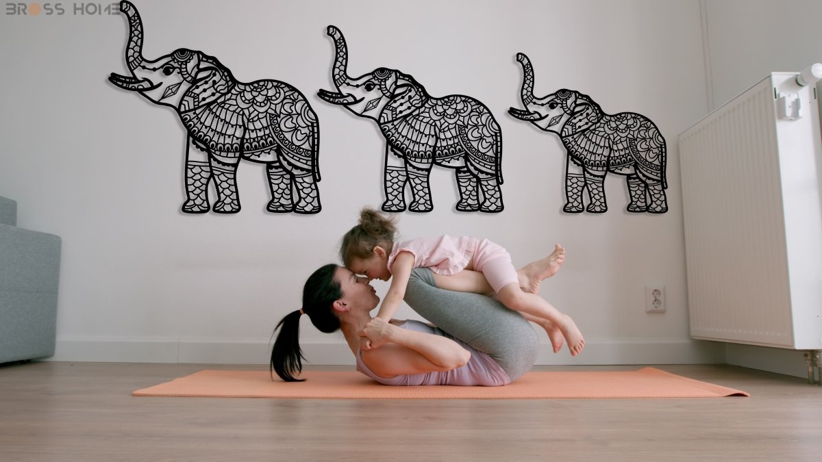 Elephant Metal Wall Art (Set Of 3) - BrossHome Metal Wall Art