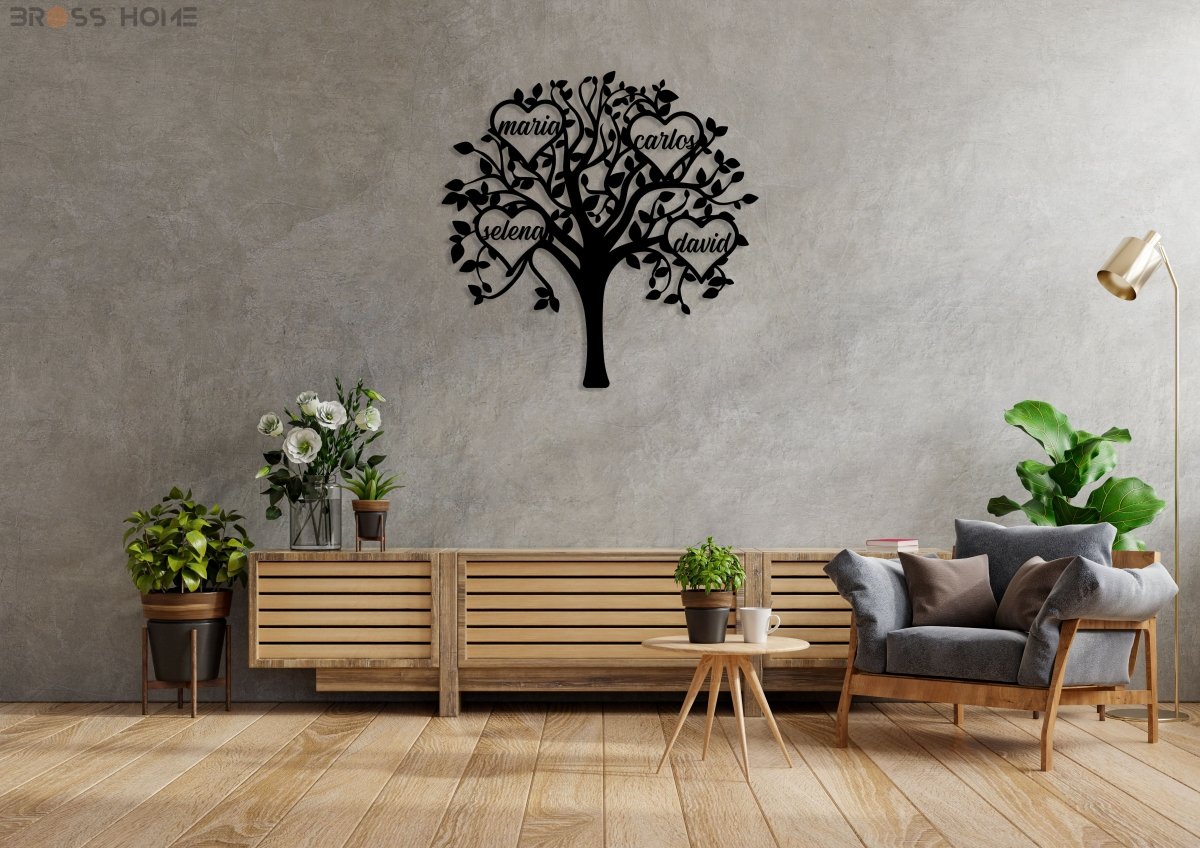 Family Tree Metal Wall Art - BrossHome Metal Wall Art