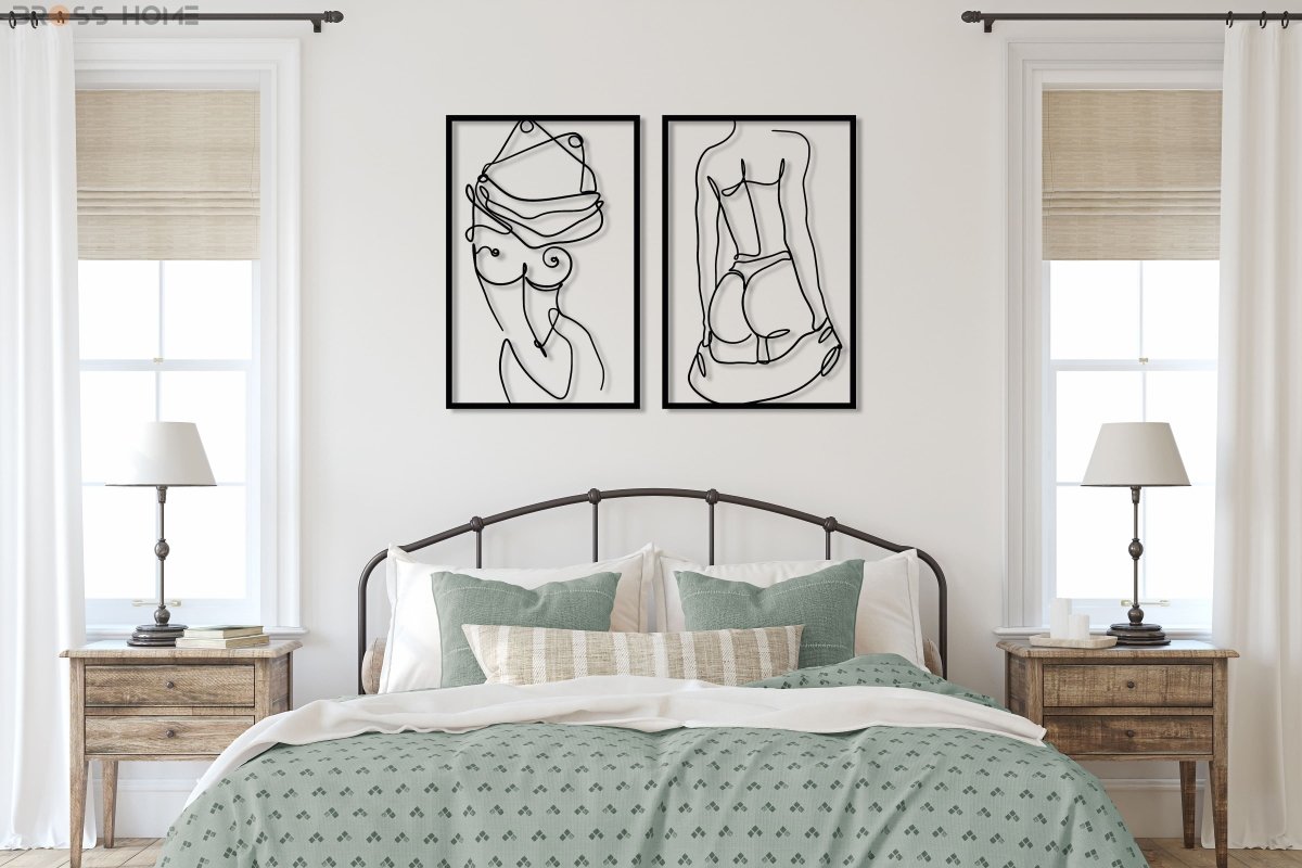 Female Body Cut Metal Wall Art (Set Of 2) - BrossHome Metal Wall Art