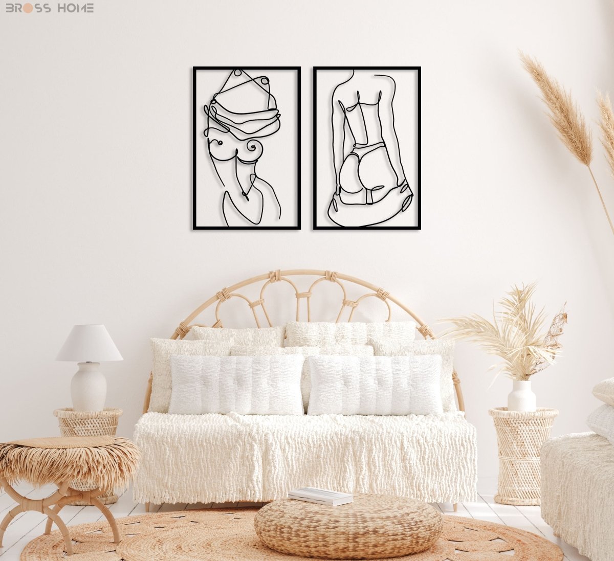 Female Body Cut Metal Wall Art (Set Of 2) - BrossHome Metal Wall Art