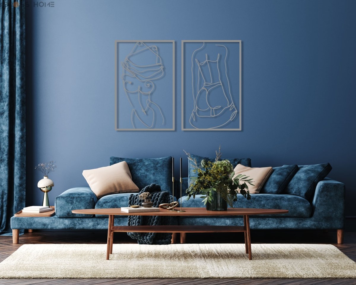 Female Body Cut Metal Wall Art (Set Of 2) - BrossHome Metal Wall Art