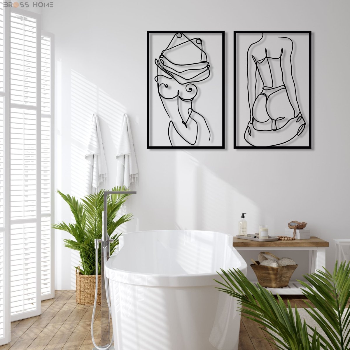 Female Body Cut Metal Wall Art (Set Of 2) - BrossHome Metal Wall Art