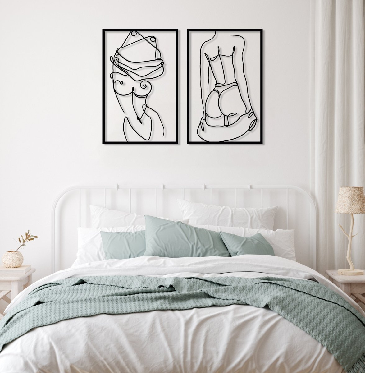 Female Body Cut Metal Wall Art (Set Of 2) - BrossHome Metal Wall Art