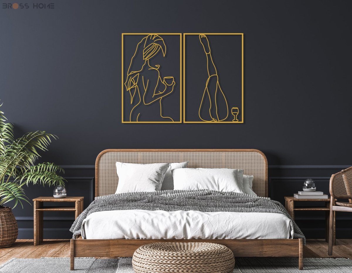 Female Body Metal Wall Art (Set Of 2) - BrossHome Metal Wall Art