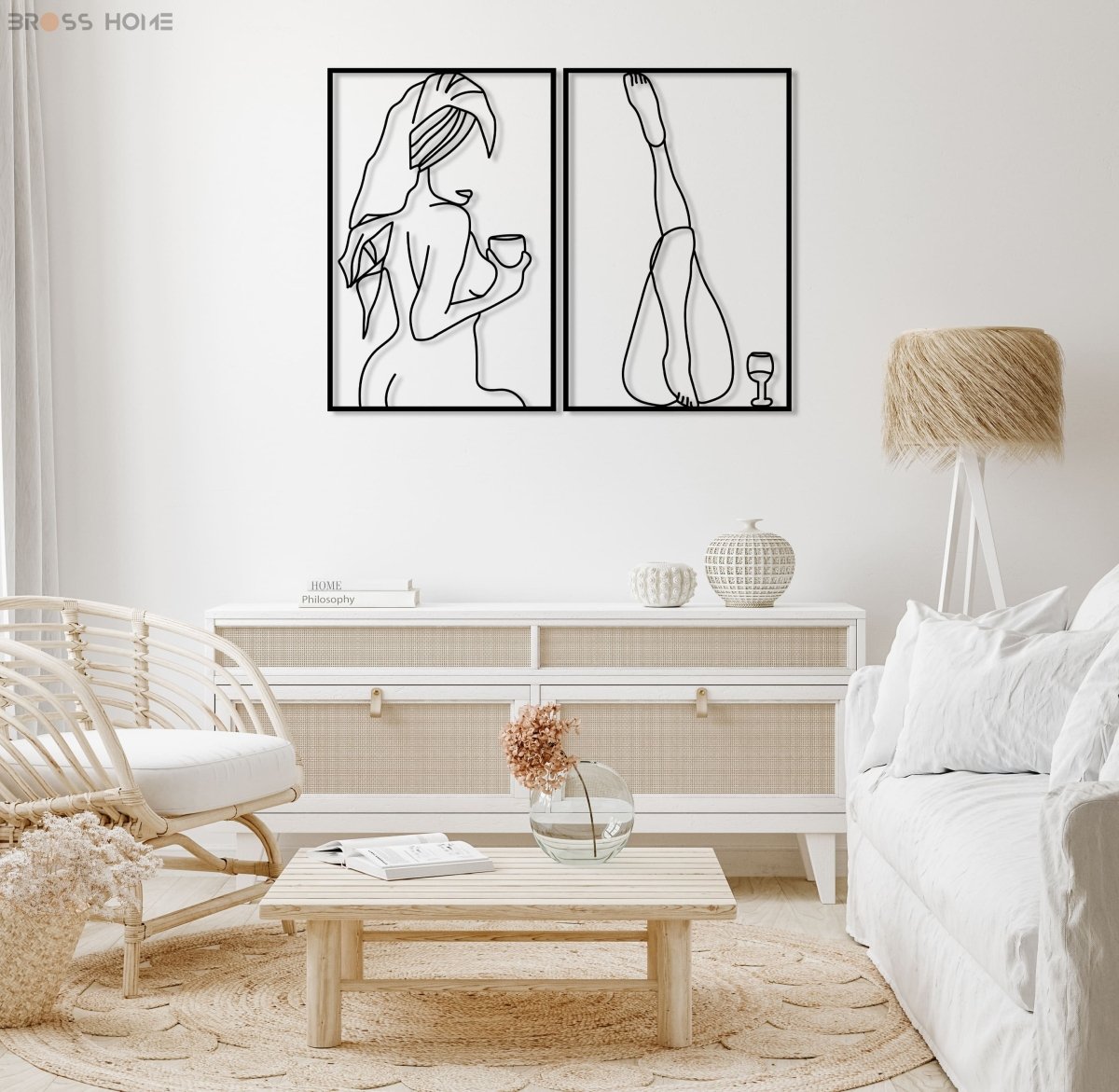 Female Body Metal Wall Art (Set Of 2) - BrossHome Metal Wall Art
