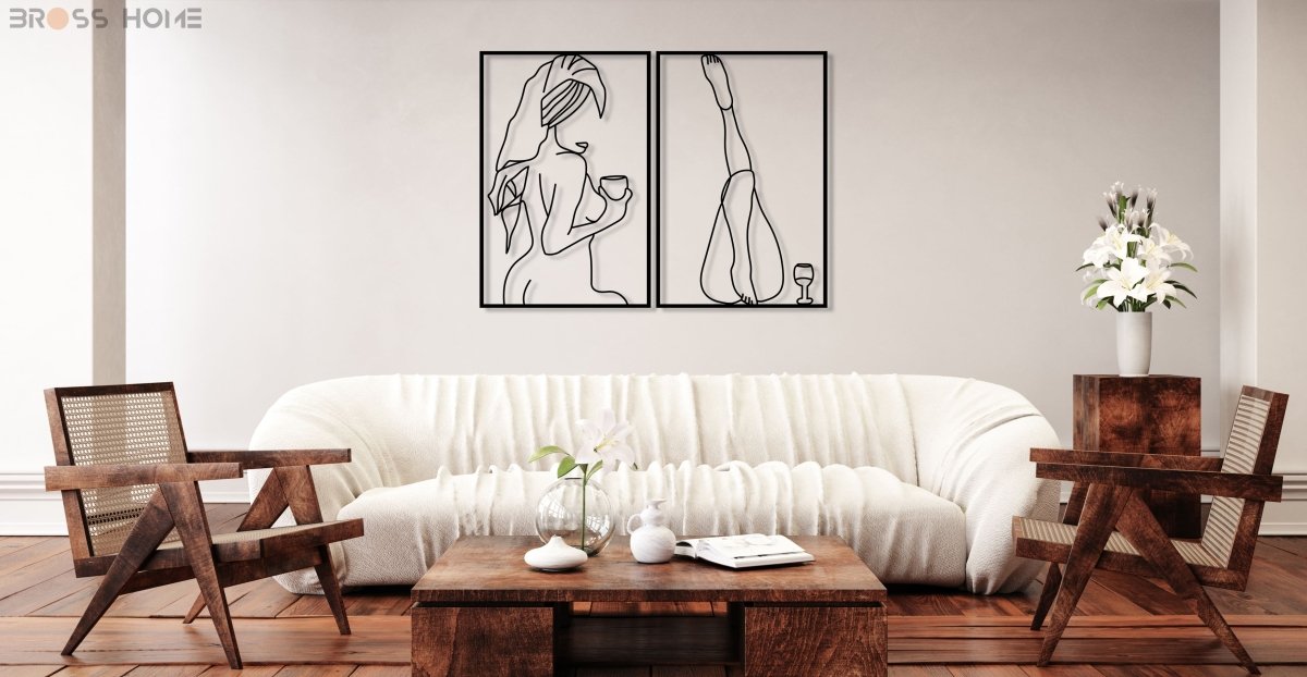 Female Body Metal Wall Art (Set Of 2) - BrossHome Metal Wall Art