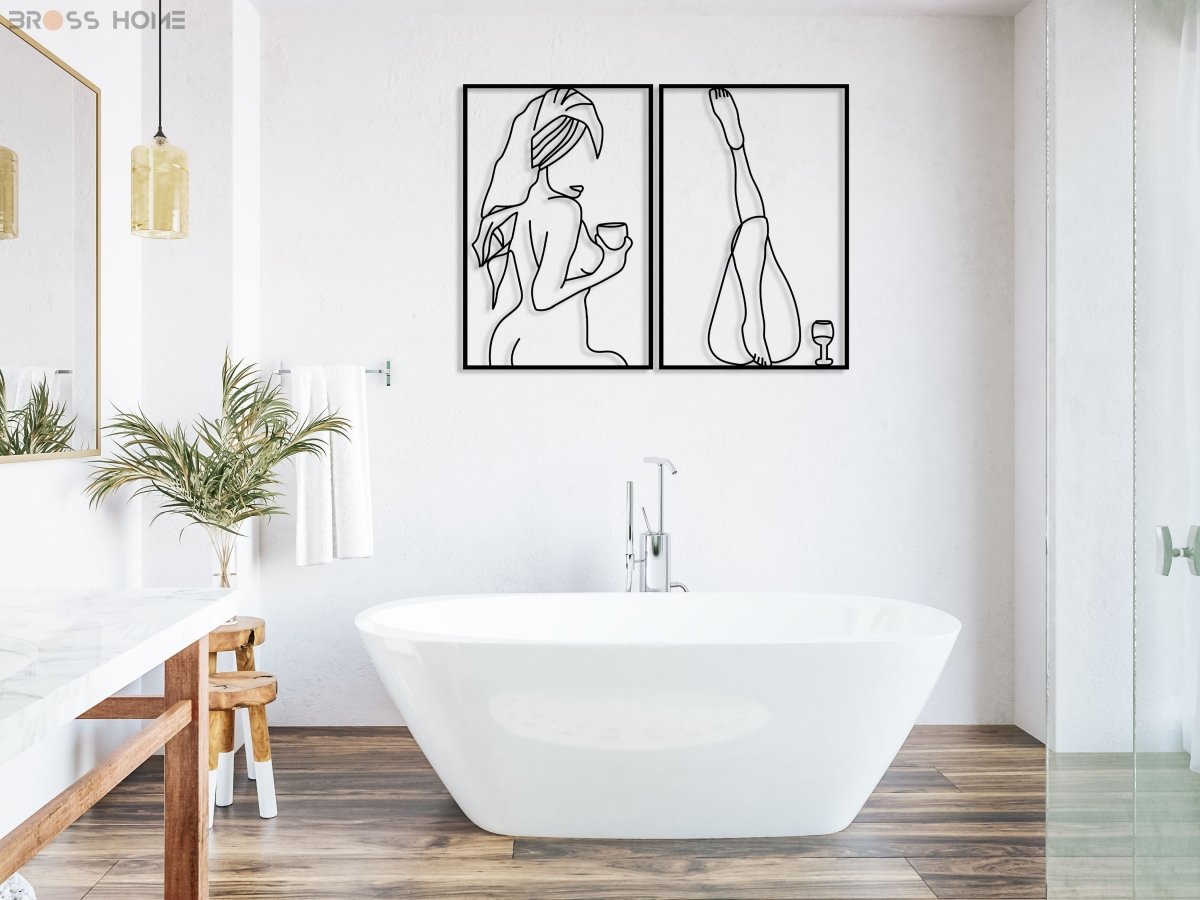 Female Body Metal Wall Art (Set Of 2) - BrossHome Metal Wall Art