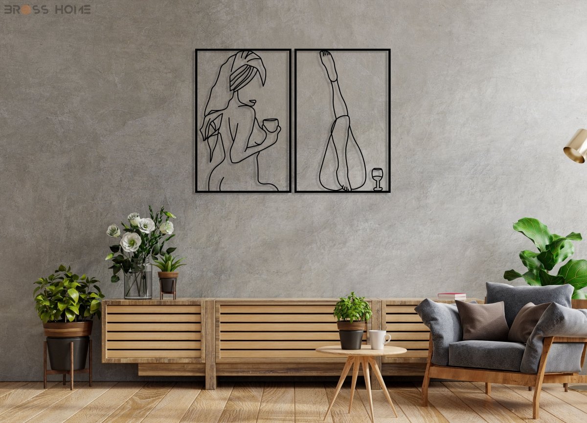 Female Body Metal Wall Art (Set Of 2) - BrossHome Metal Wall Art