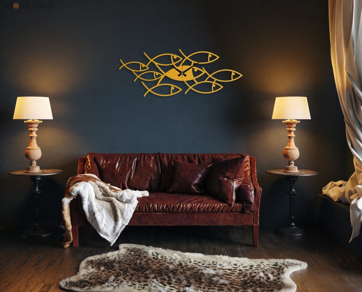 Fish Swarm Wall Clock - BrossHome Metal Wall Art