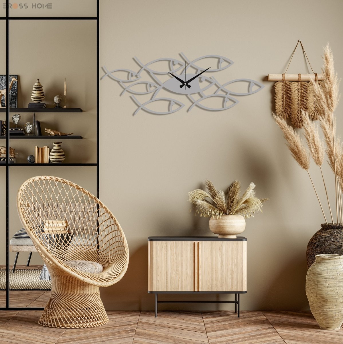 Fish Swarm Wall Clock - BrossHome Metal Wall Art