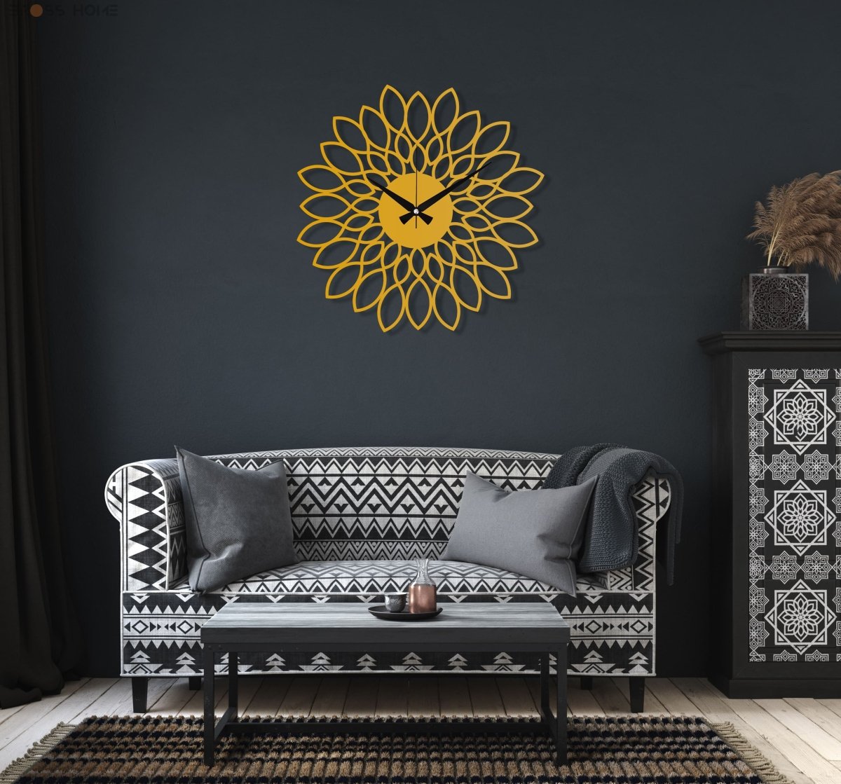 Floral Metal Wall Clock - BrossHome Metal Wall Art