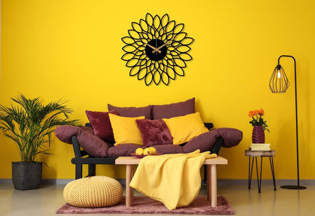 Floral Metal Wall Clock - BrossHome Metal Wall Art