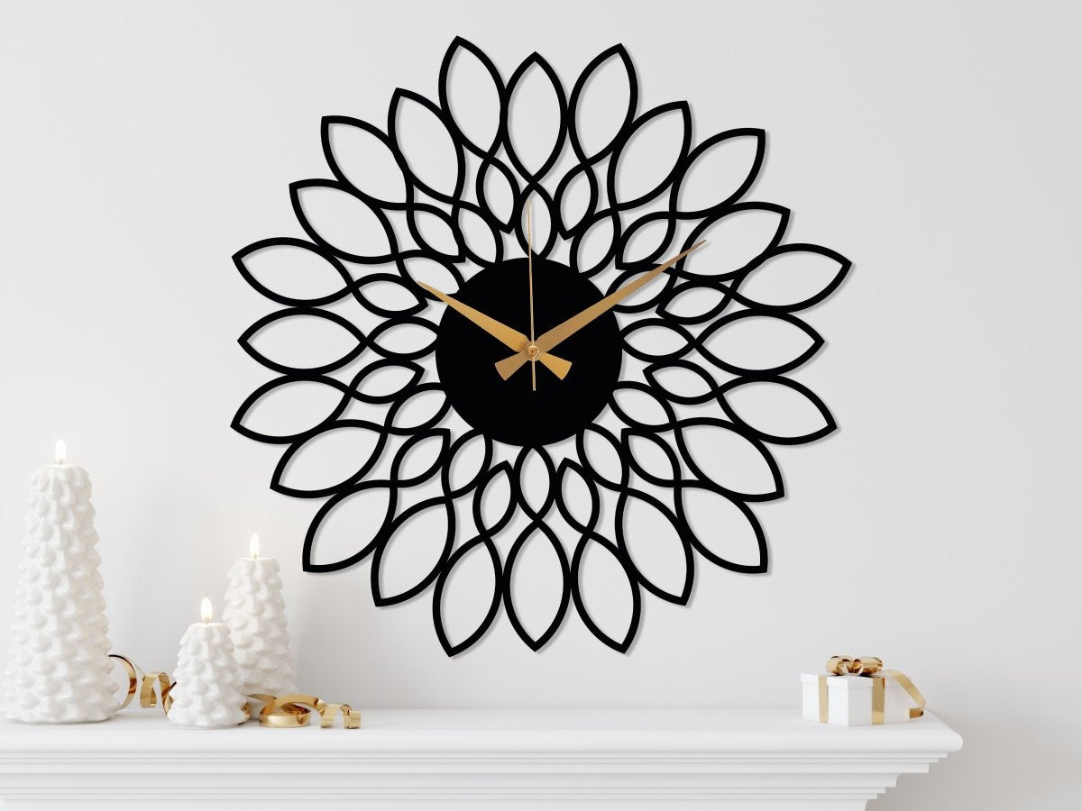 Floral Metal Wall Clock - BrossHome Metal Wall Art