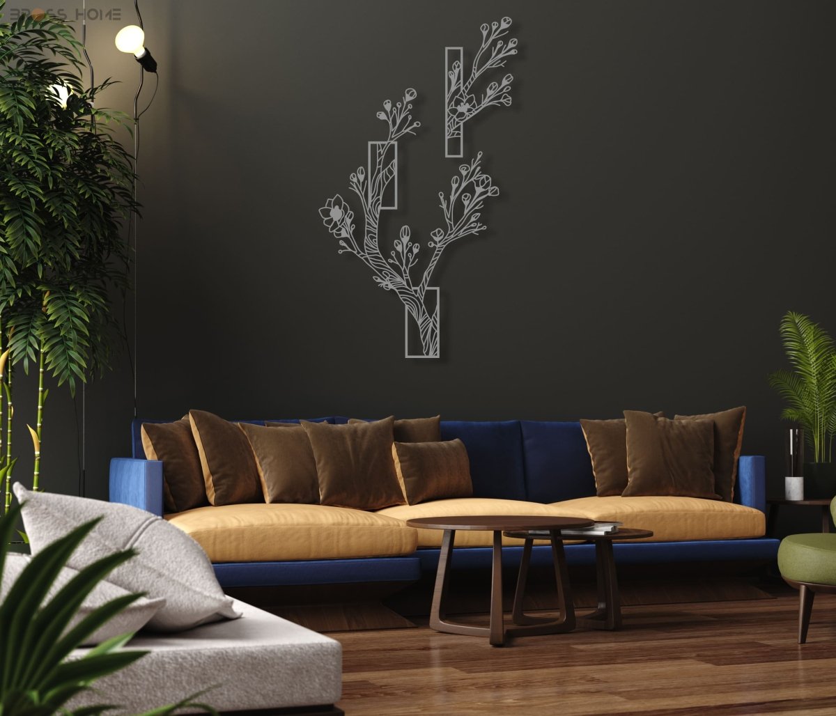 Flower Tree Wall Art (Set Of 2) - BrossHome Metal Wall Art