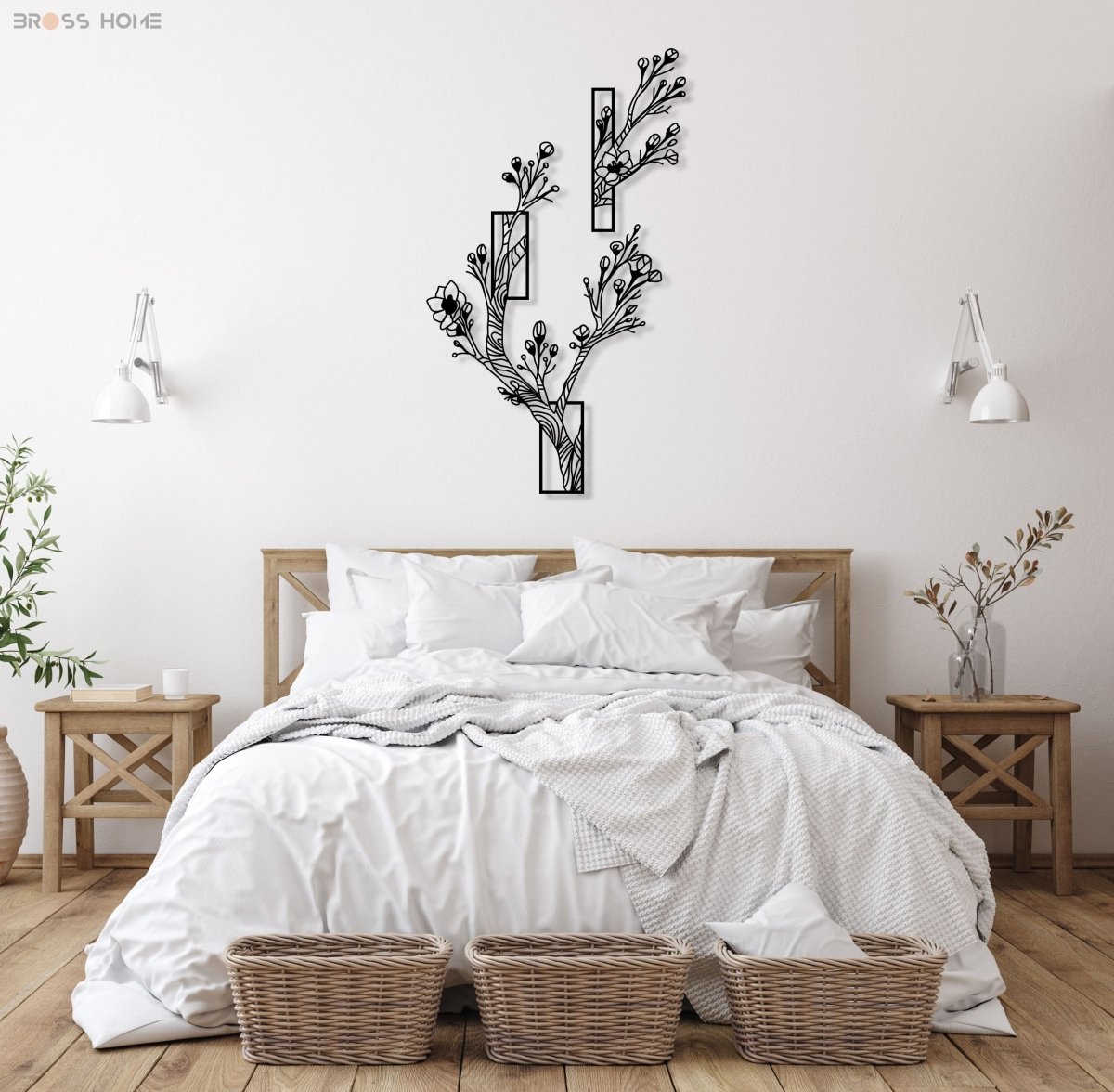 Flower Tree Wall Art (Set Of 2) - BrossHome Metal Wall Art