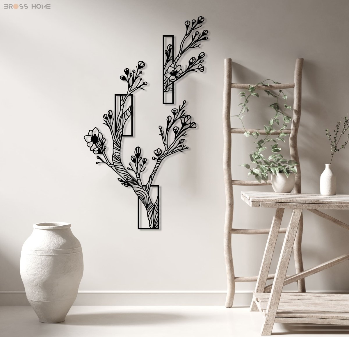 Flower Tree Wall Art (Set Of 2) - BrossHome Metal Wall Art