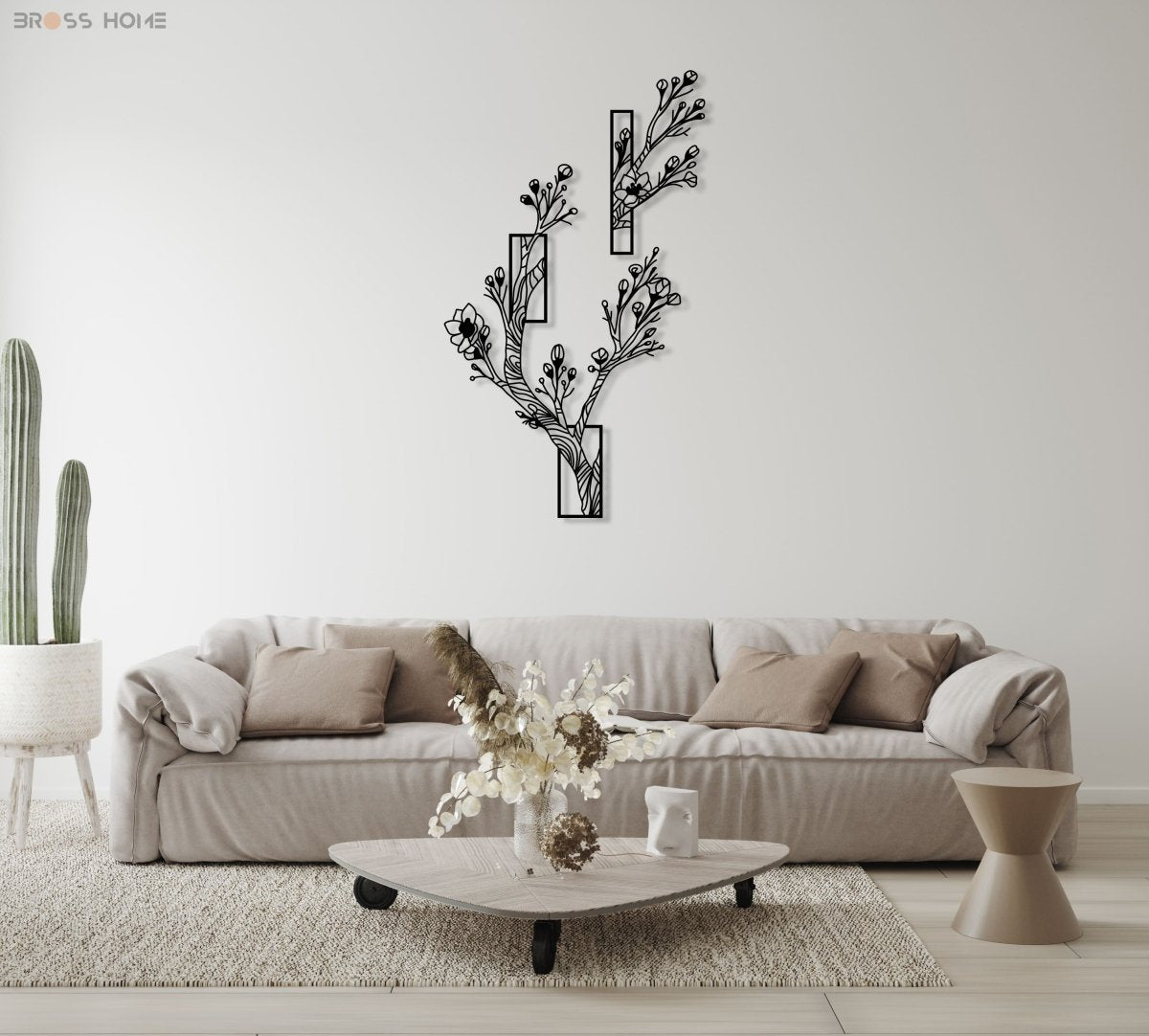 Flower Tree Wall Art (Set Of 2) - BrossHome Metal Wall Art