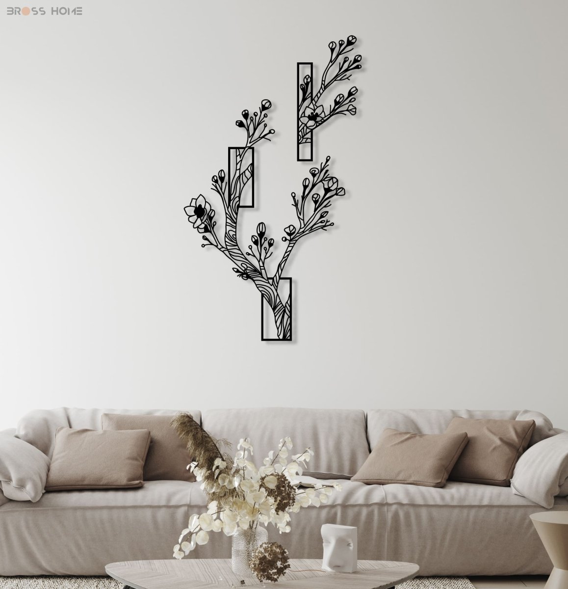 Flower Tree Wall Art (Set Of 2) - BrossHome Metal Wall Art