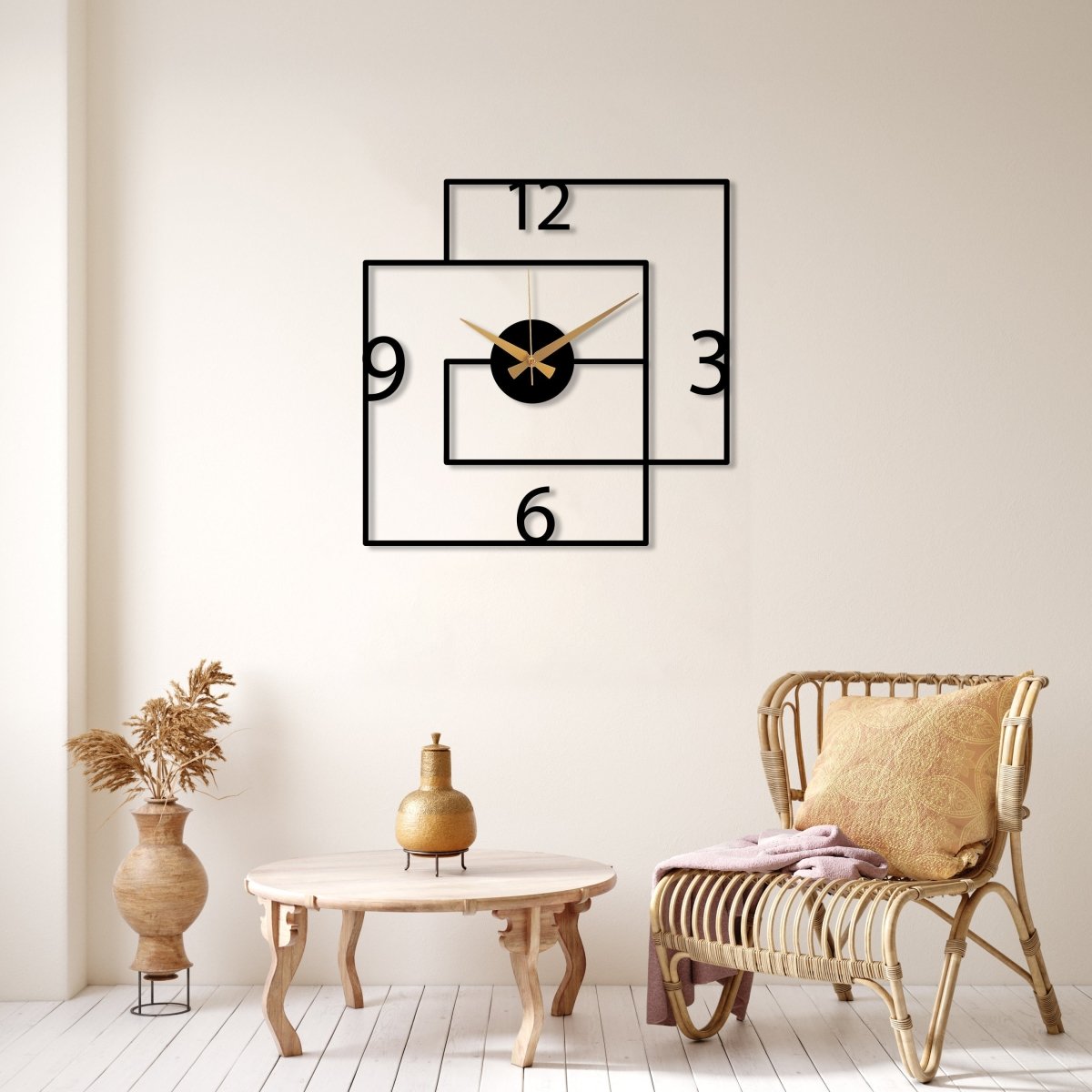 Geometric Metal Wall Clock - BrossHome Metal Wall Art