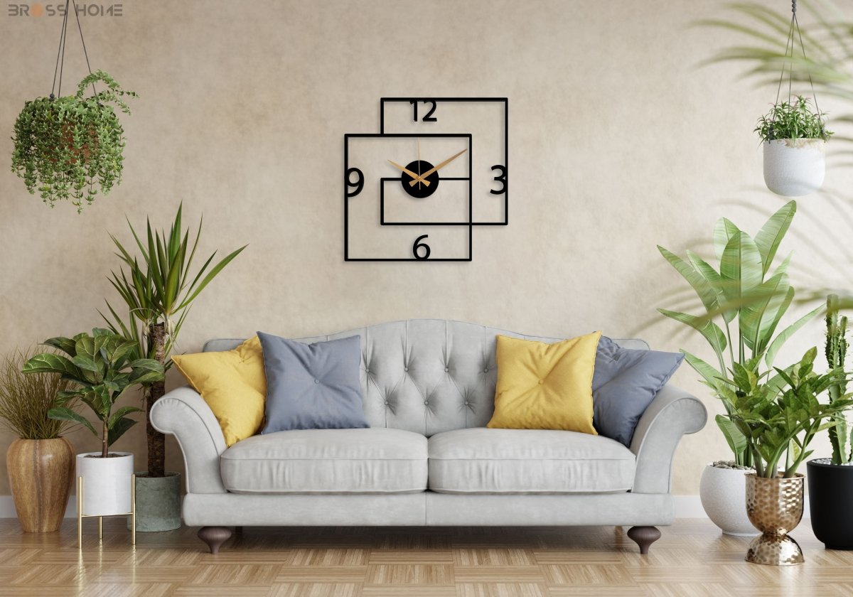 Geometric Metal Wall Clock - BrossHome Metal Wall Art