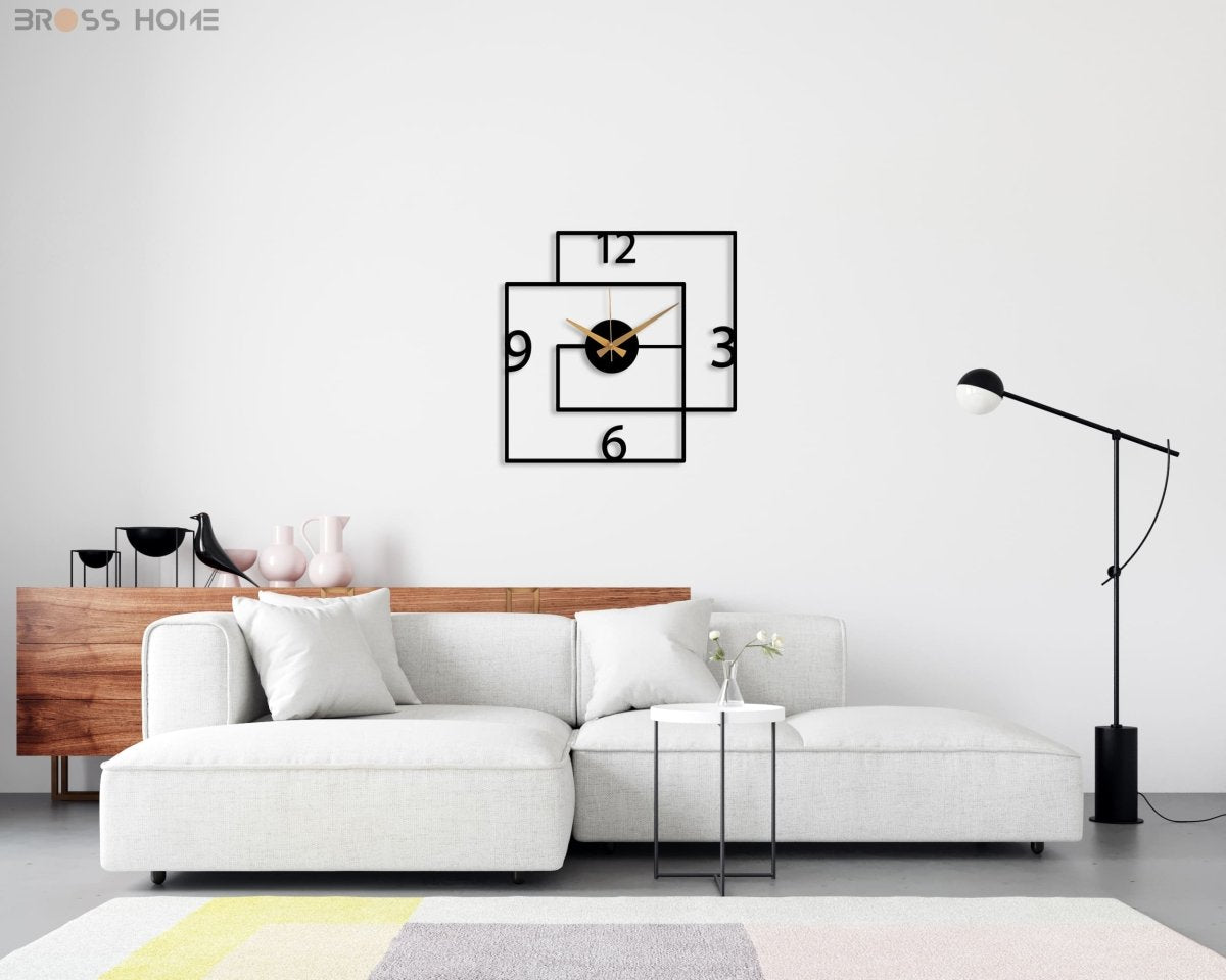 Geometric Metal Wall Clock - BrossHome Metal Wall Art