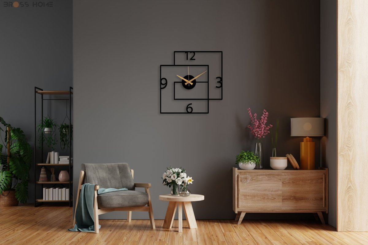 Geometric Metal Wall Clock - BrossHome Metal Wall Art