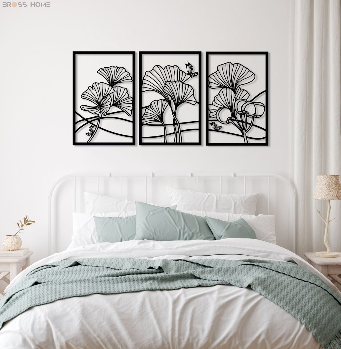 Ginkgo Leaf Metal Wall Art (Set Of 3) - BrossHome Metal Wall Art