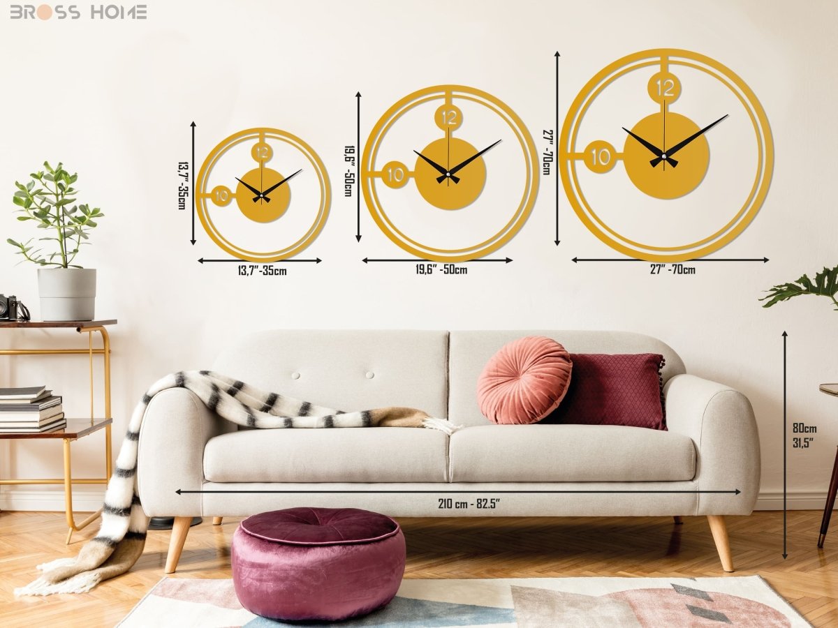 Gold Clocks For Wall - BrossHome Metal Wall Art