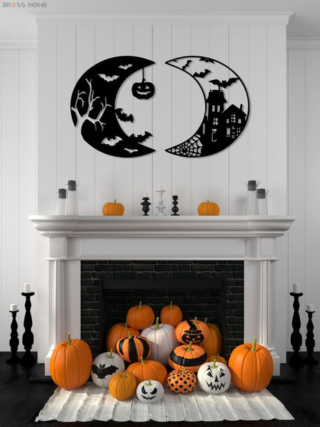 Halloween Bats Wall Decor - BrossHome Metal Wall Art
