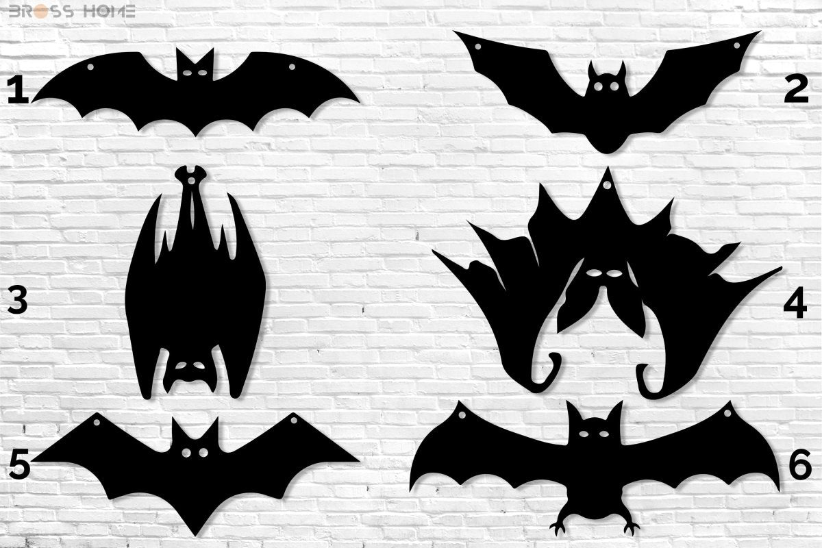 Halloween Hanging Bats (6 Pieces) - BrossHome Metal Wall Art
