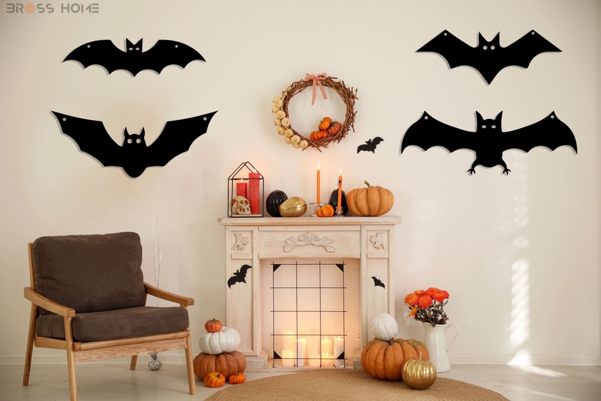 Halloween Hanging Bats (6 Pieces) - BrossHome Metal Wall Art