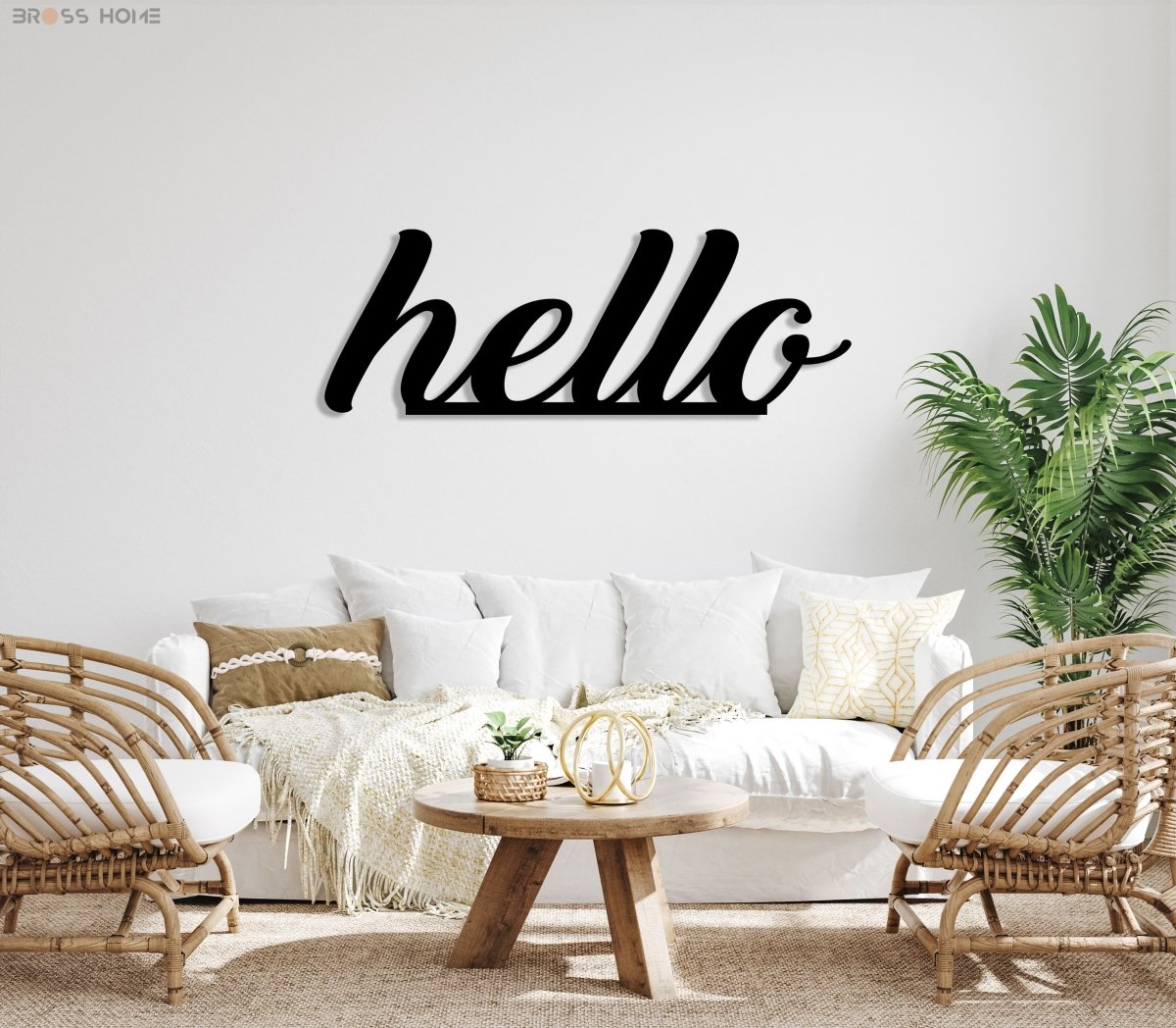 Hello Metal Wall Sign - BrossHome Metal Wall Art