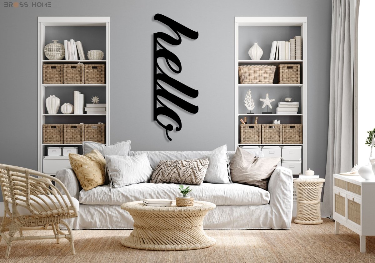 Hello Metal Wall Sign - BrossHome Metal Wall Art