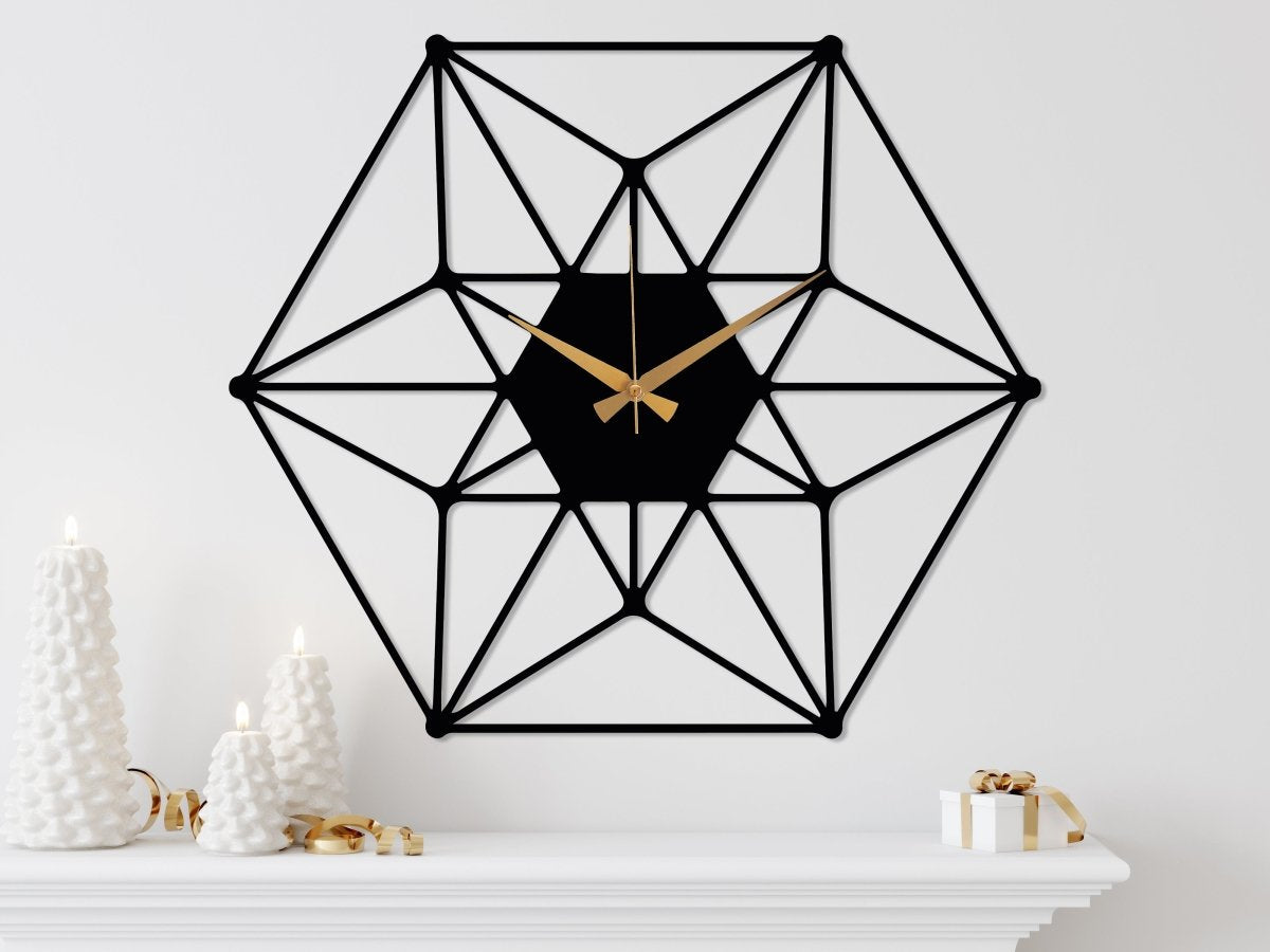 Hexagon Wall Clock - BrossHome Metal Wall Art