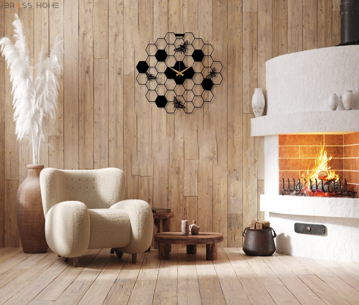 Honeycomb Wall Clock - BrossHome Metal Wall Art