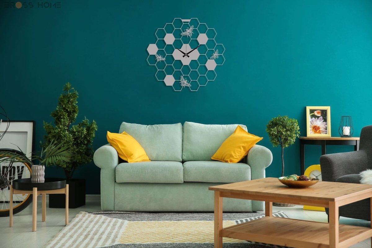 Honeycomb Wall Clock - BrossHome Metal Wall Art