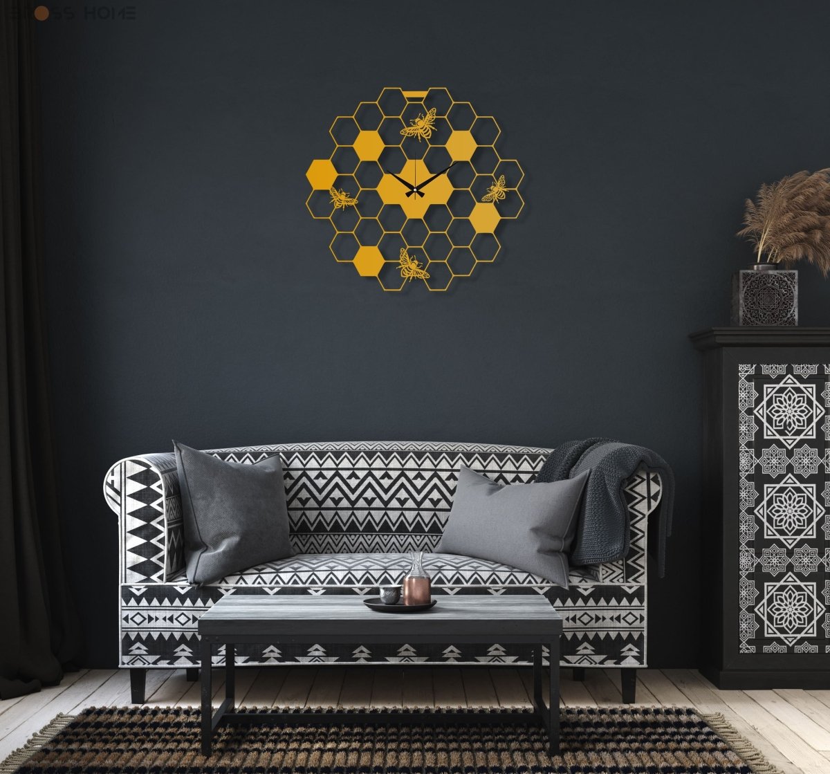 Honeycomb Wall Clock - BrossHome Metal Wall Art