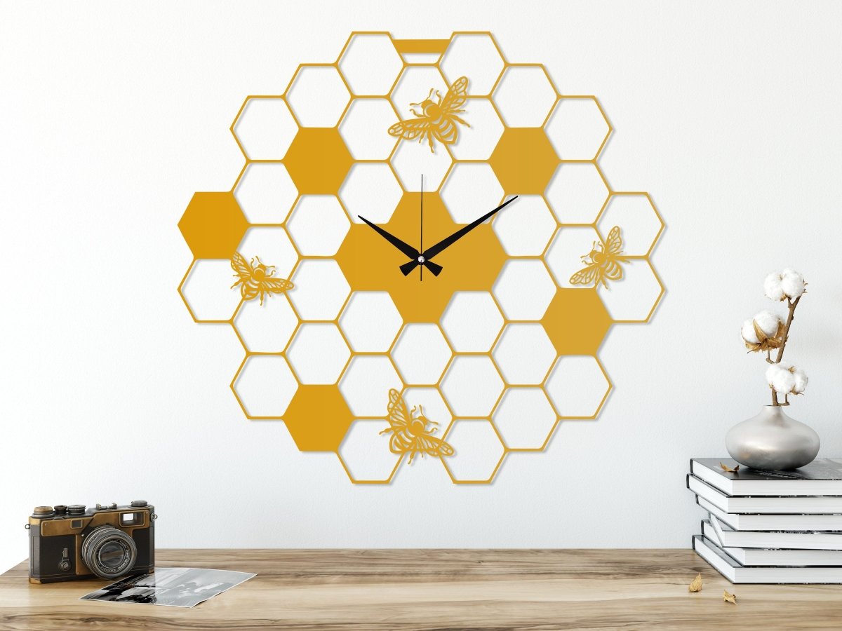Honeycomb Wall Clock - BrossHome Metal Wall Art