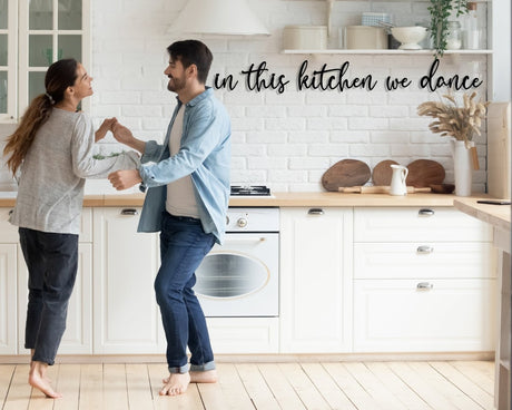 In This Kitchen We Dance Metal Sign - BrossHome Metal Wall Art