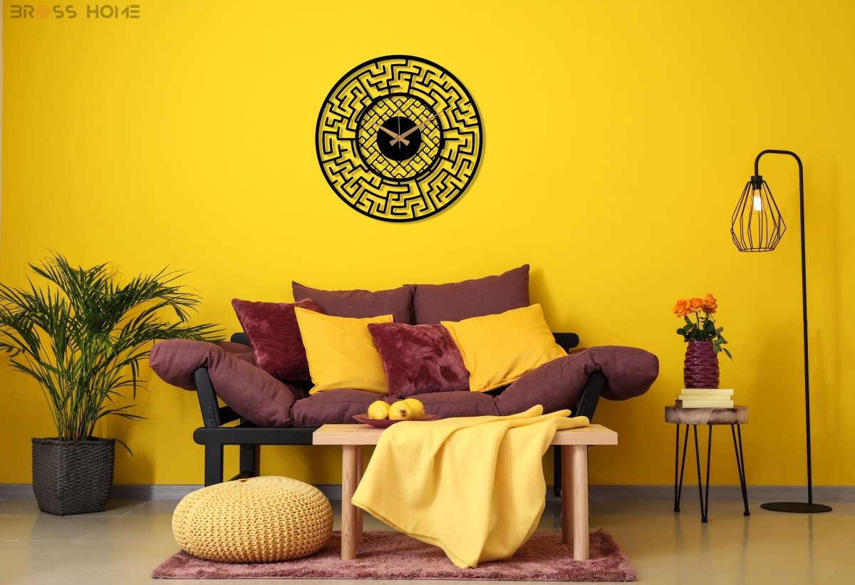 Labyrinth Metal Wall Clock - BrossHome Metal Wall Art