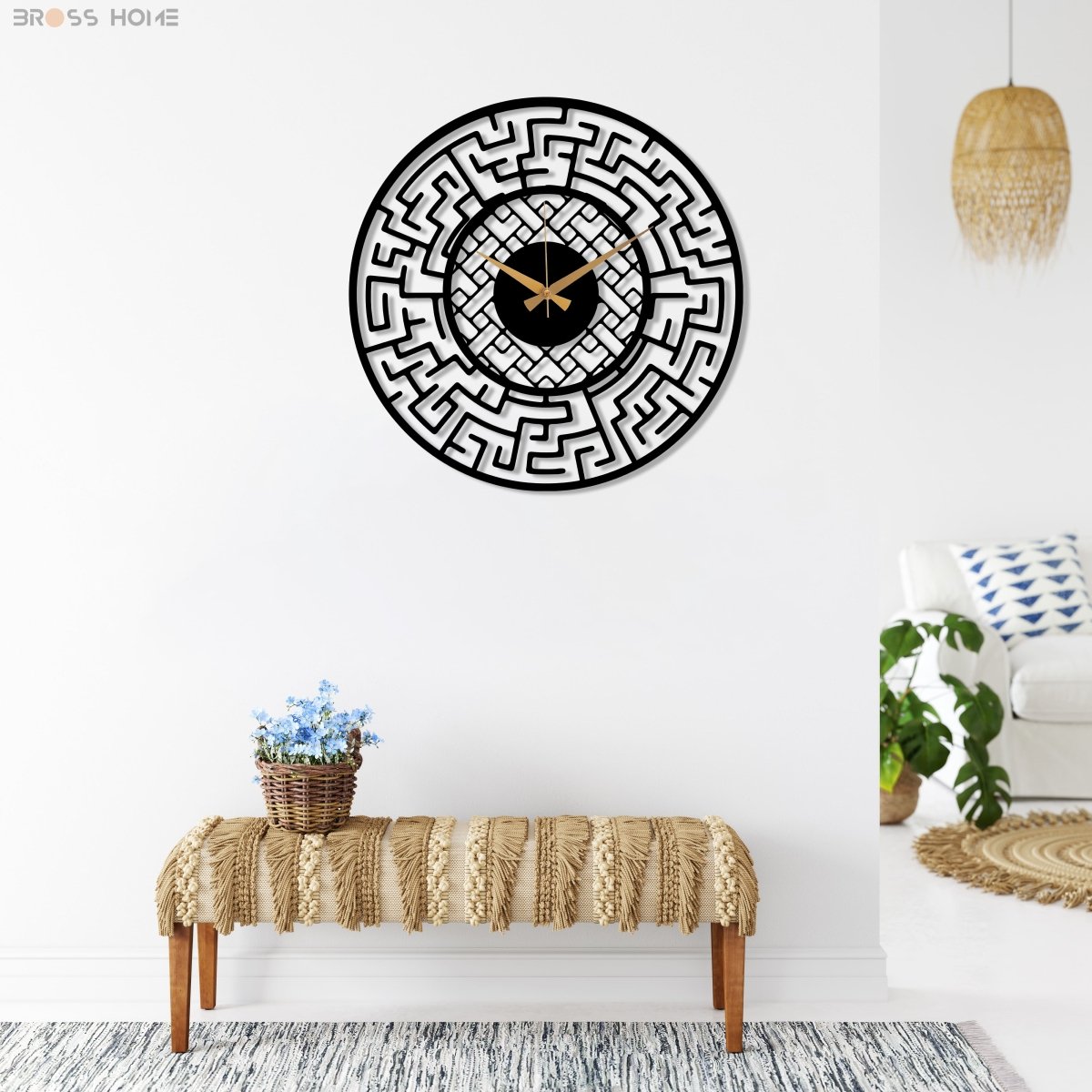 Labyrinth Metal Wall Clock - BrossHome Metal Wall Art
