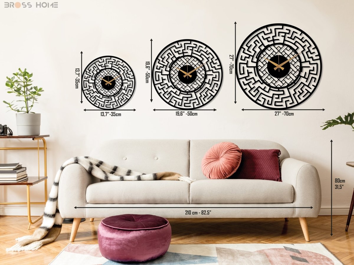 Labyrinth Metal Wall Clock - BrossHome Metal Wall Art