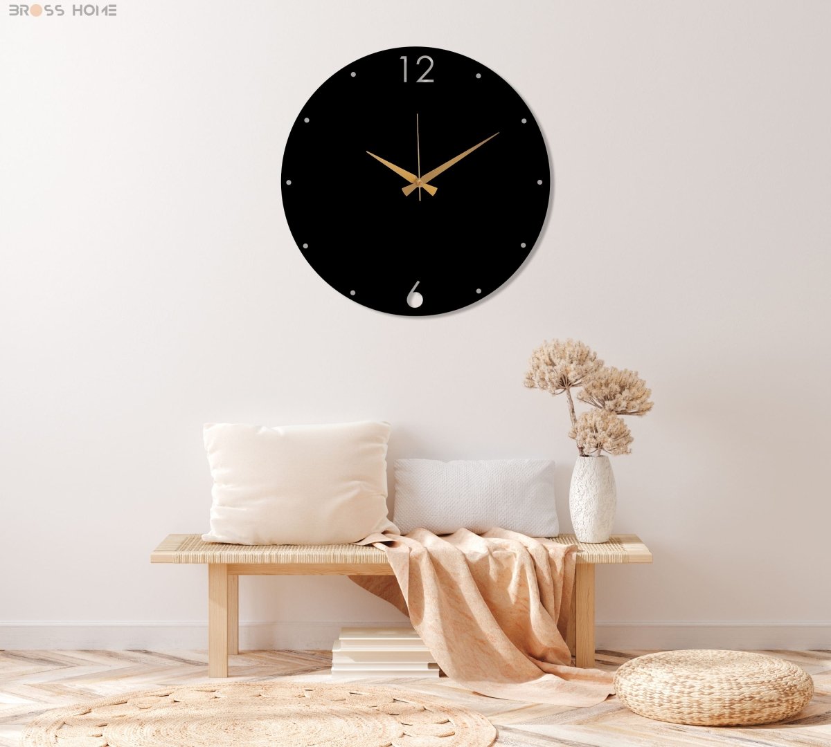 Large Black Metal Clock - BrossHome Metal Wall Art