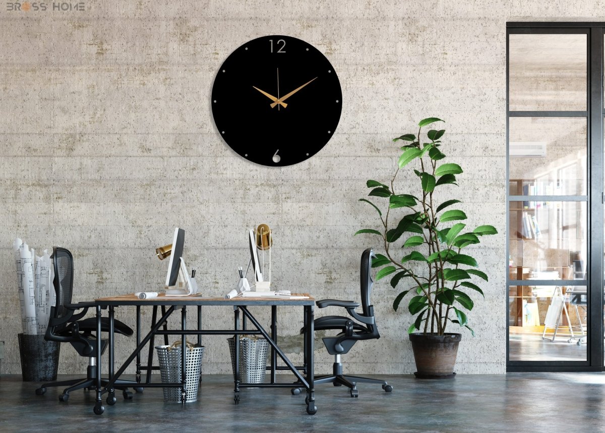 Large Black Metal Clock - BrossHome Metal Wall Art