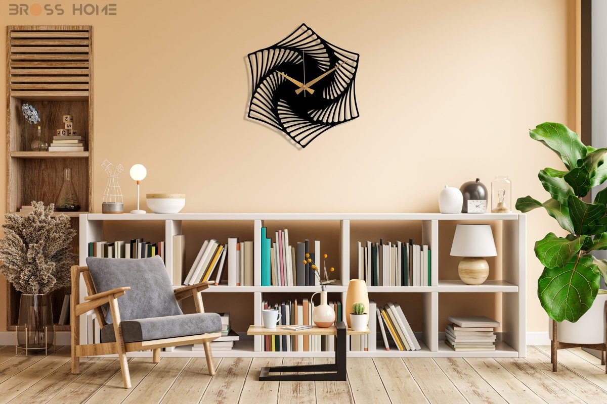 Large Black Metal Wall Clock - BrossHome Metal Wall Art