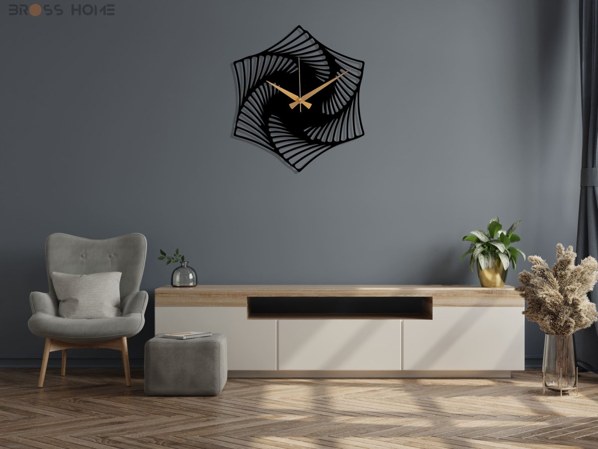Large Black Metal Wall Clock - BrossHome Metal Wall Art