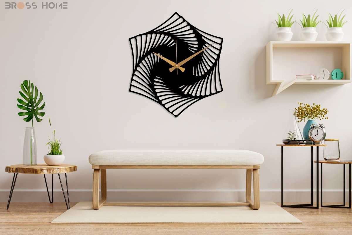 Large Black Metal Wall Clock - BrossHome Metal Wall Art